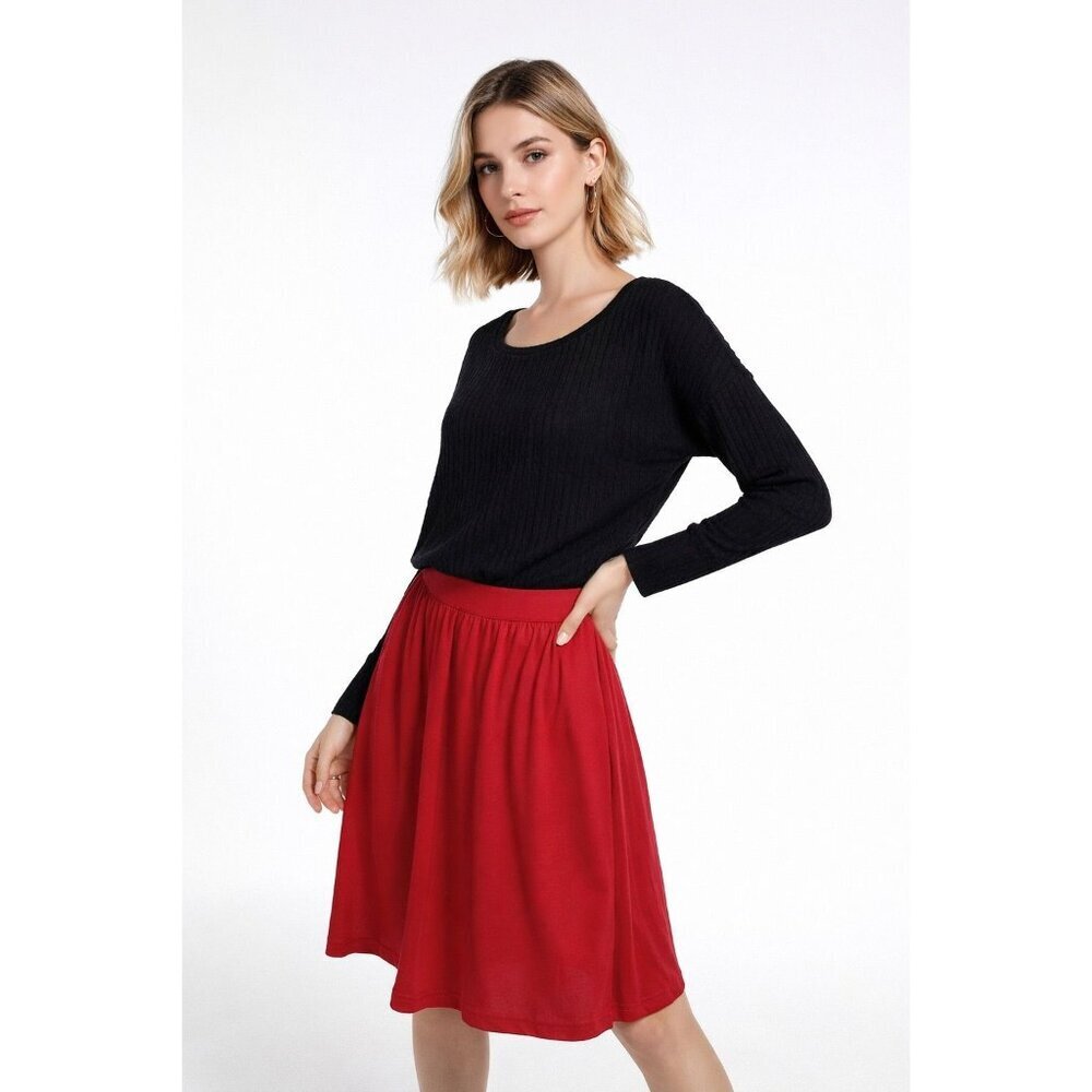 A-Line Mini Soft Jersey Skater Dollette Tomato Girl Balletcore Skirt MEDIUM Red - Picture 1 of 8
